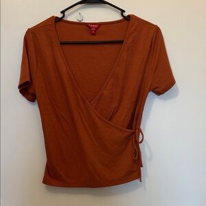 Guess Rust Wrap Crop Top with Side Tie